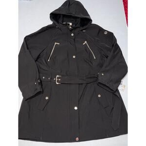 Michael Kors Women's Trench Water Resistant Hooded Raincoat Jacket Plus Sz 1X